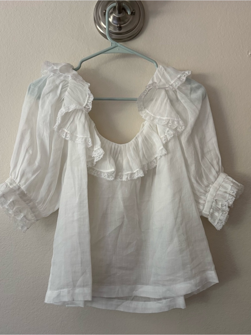Doen White Ruffle Linen Top - Picture 3 of 6